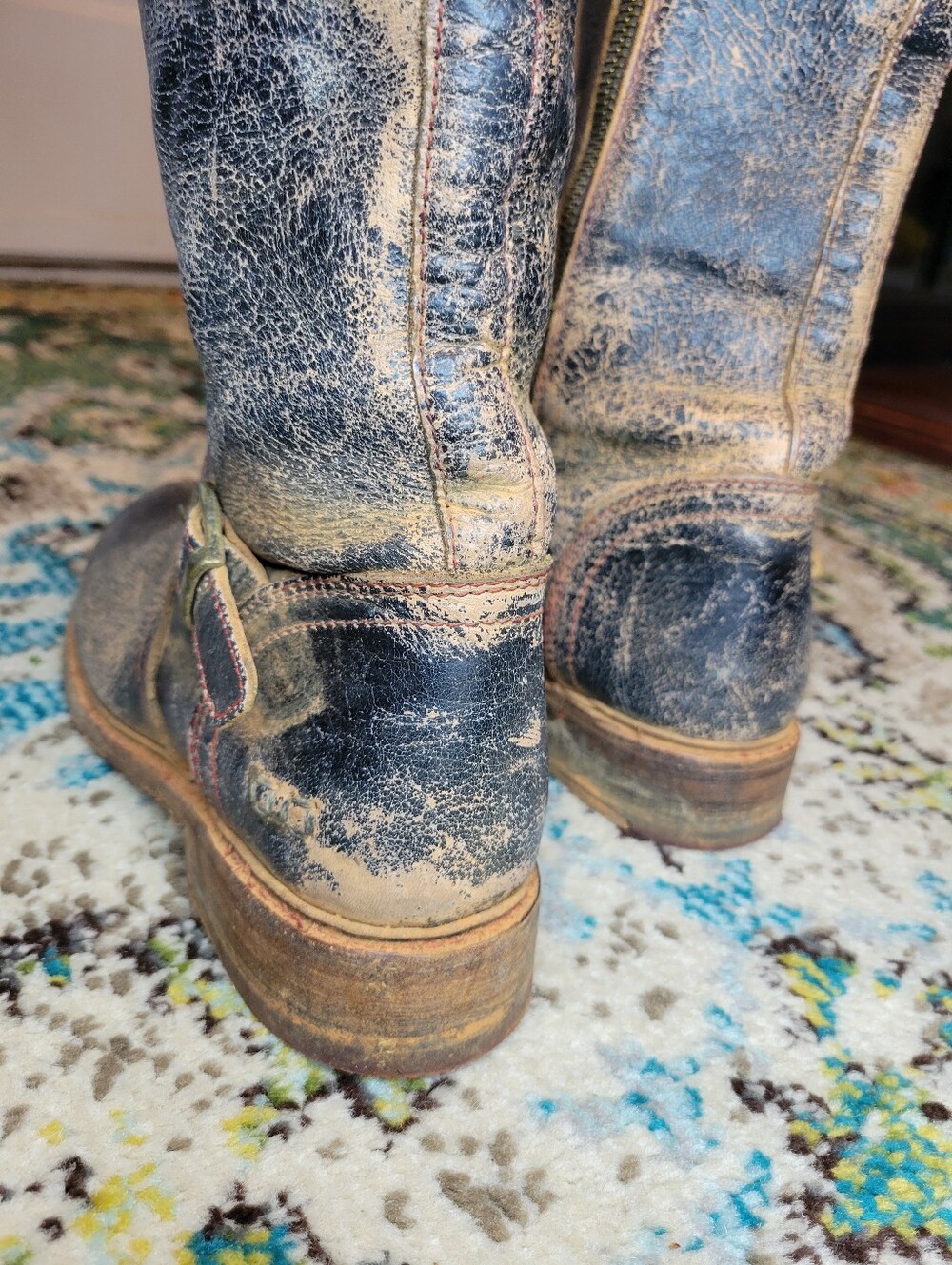 Bed Stu Glaye Black Lux Distressed Leather Tall Riding Boots, Size Womens 8.5 - Picture 6 of 10